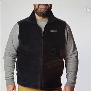 Columbia TallMan Dk Blk Fleece Full Zip Up High Collar Outdoor Durable Vest 3XLT
